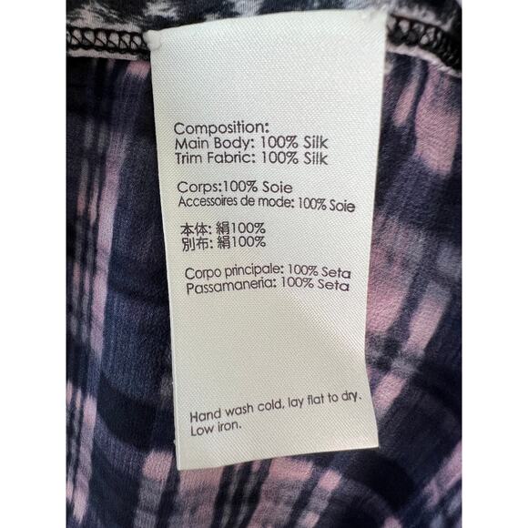 3.1 Phillip Lim Mixed Print Purple Black White Silk Draped Sleeveless Top 6 - Picture 7 of 8